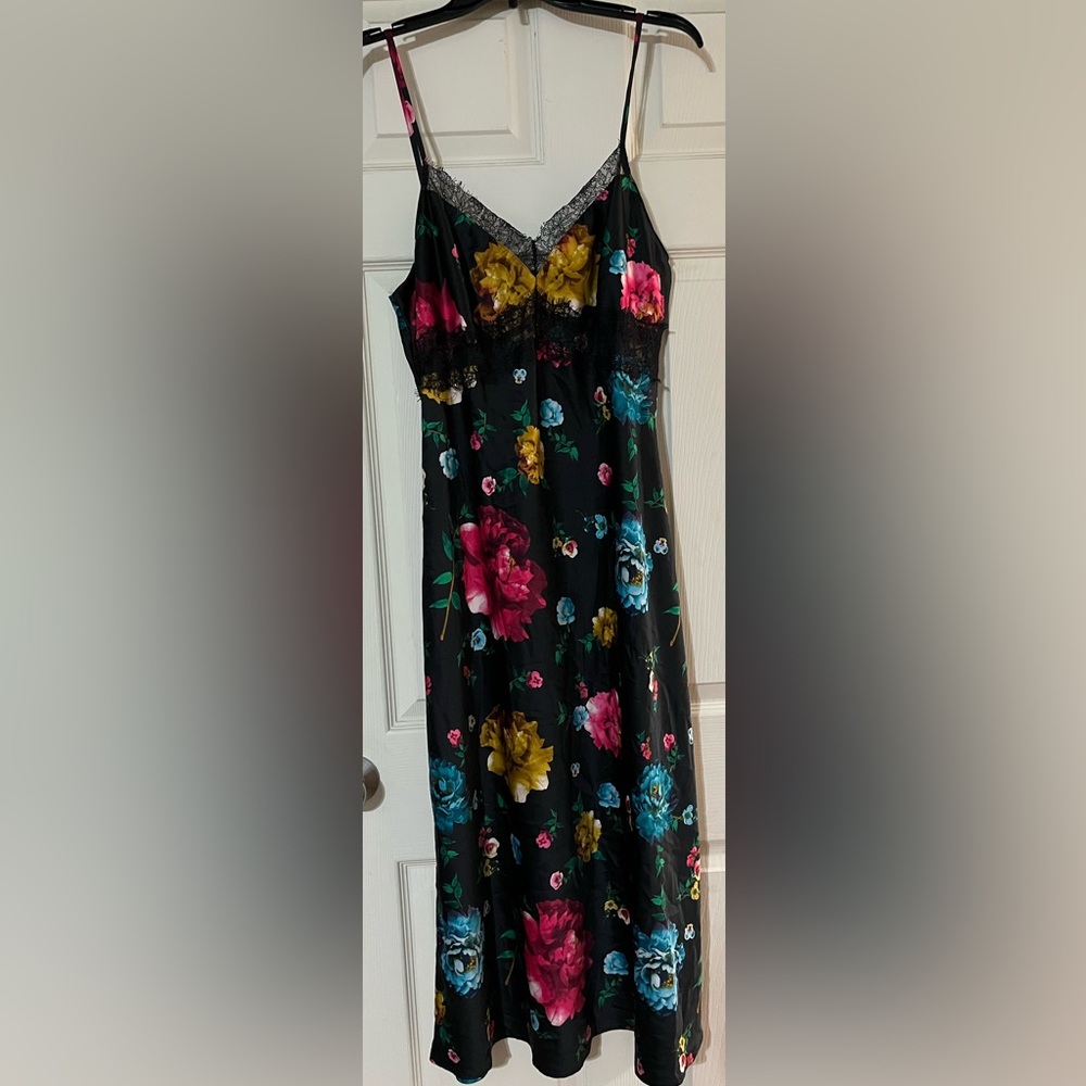 INC International Concepts Floral Nightgown - Black, Pink, Yellow, Blue